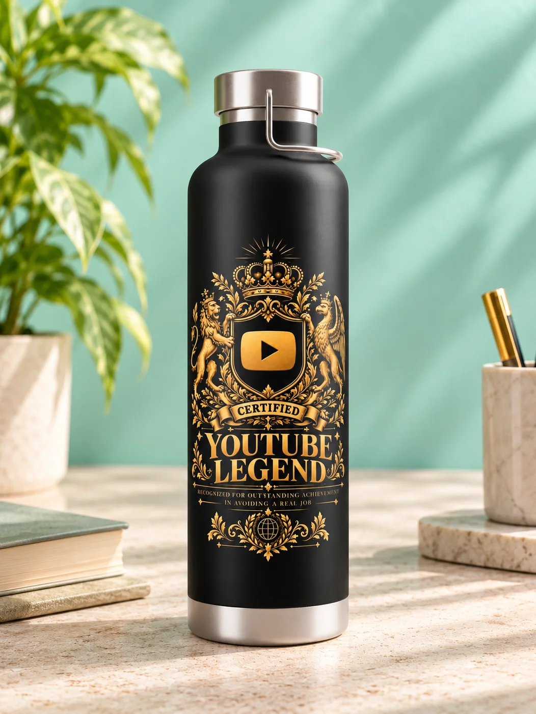 The YouTube Legend Heraldic Water Bottle product image (2)