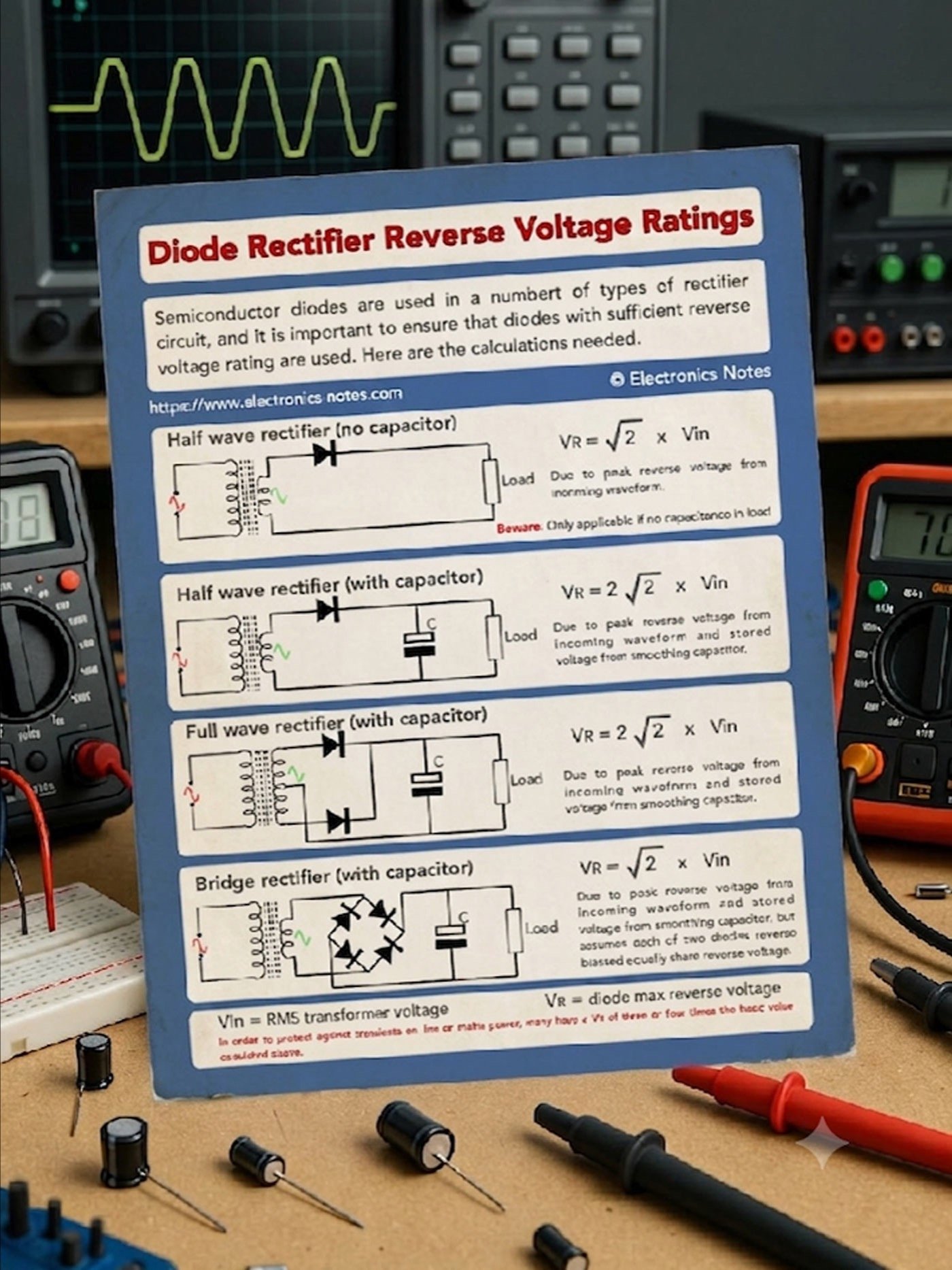 Diode Rectifier Voltage Ratings Downloadable Infographic Crib Sheet product image (1)