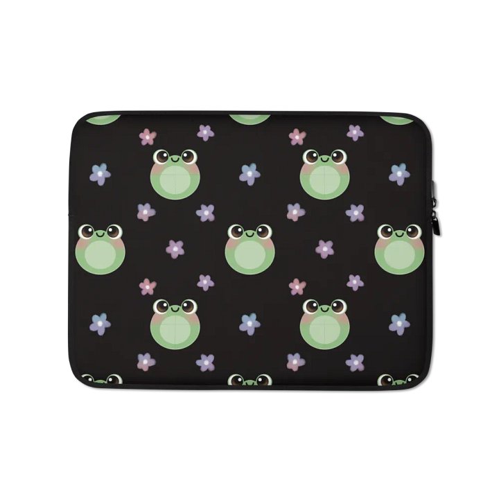 Froggy Pattern Laptop Sleeve (Black Background) product image (1)