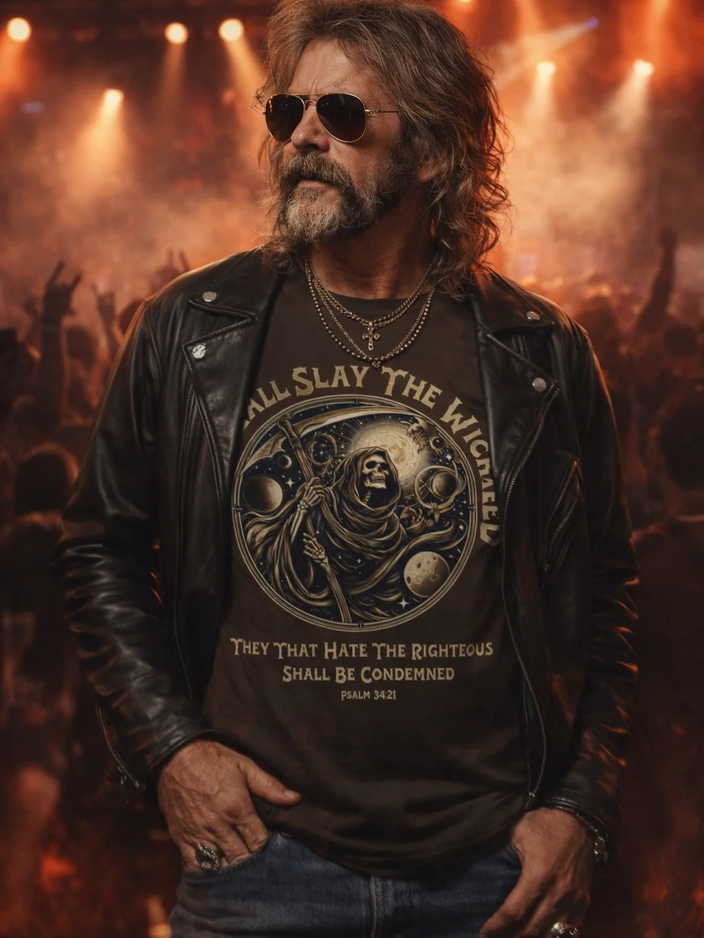 Evil Shall Slay The Wicked Tee - Bible Verse Psalm 34 Grim Reaper Christian T-Shirt product image (4)