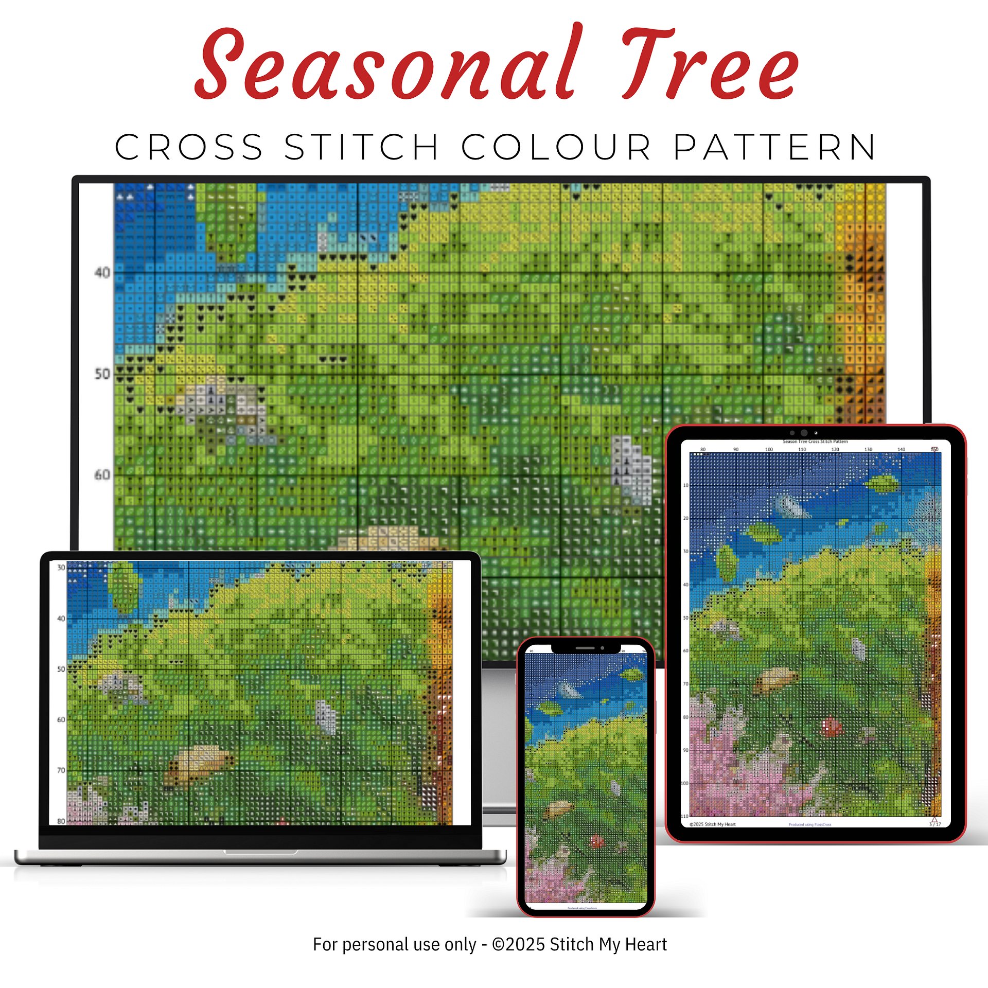 Seasonal Tree Cross Stitch Pattern product image (3)