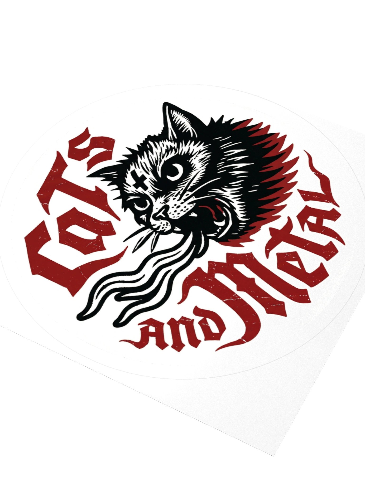 CATS AND METAL LOGO TITLE KISS CUT STICKER product image (8)