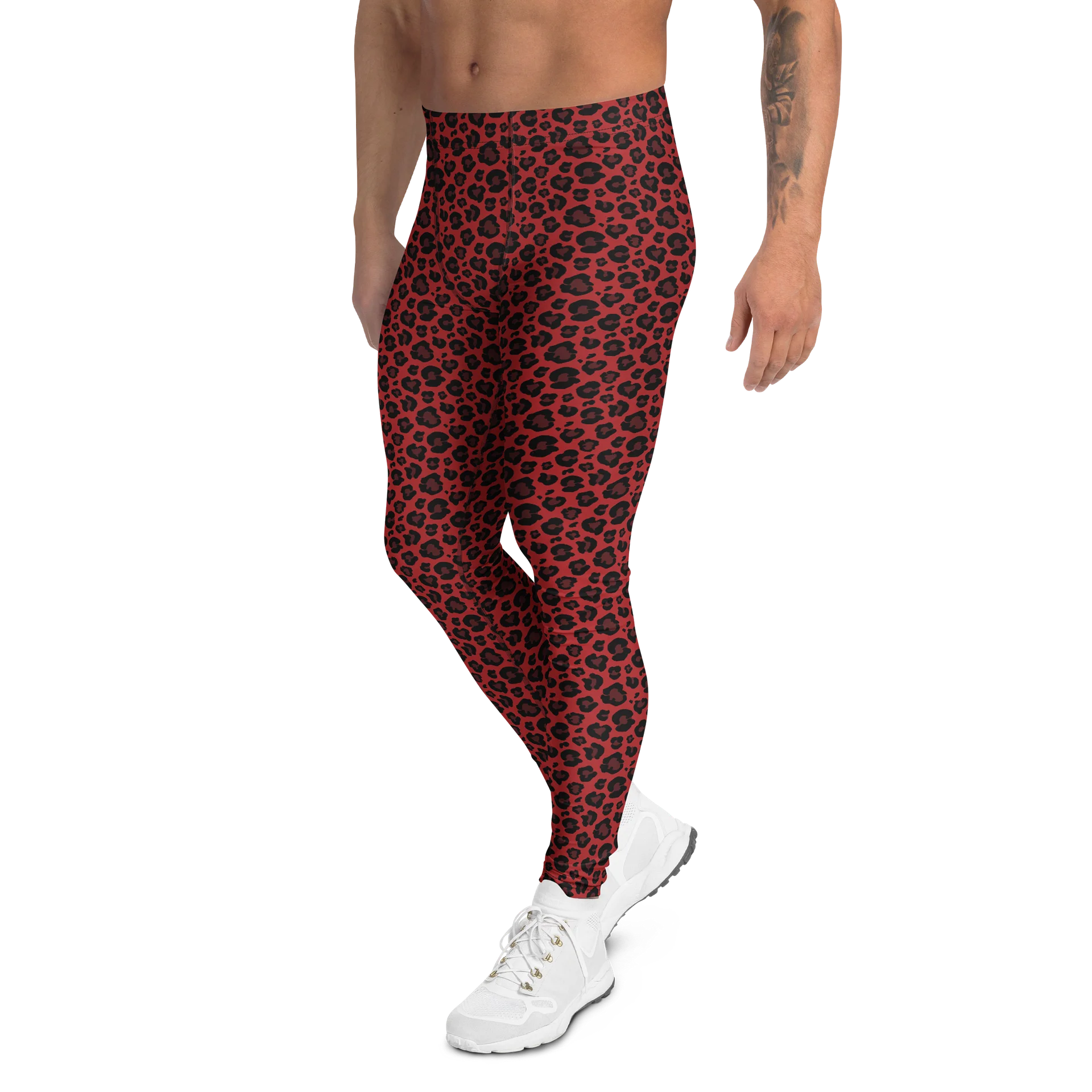 Bold Red Leopard Print Men's Leggings product image (4)