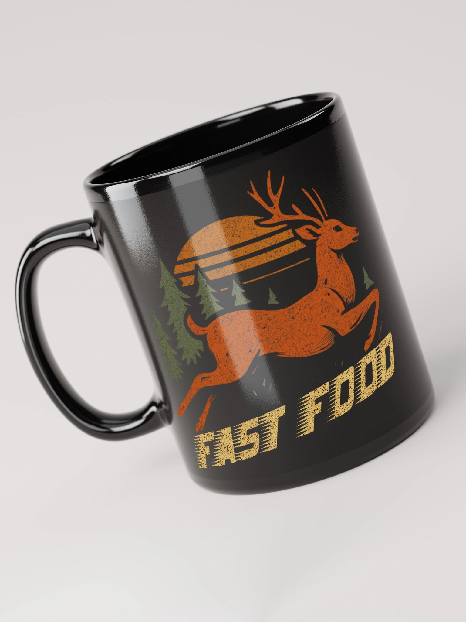 Fast Food Mug – Funny Hunting Coffee Cup with Vintage Deer product image (6)