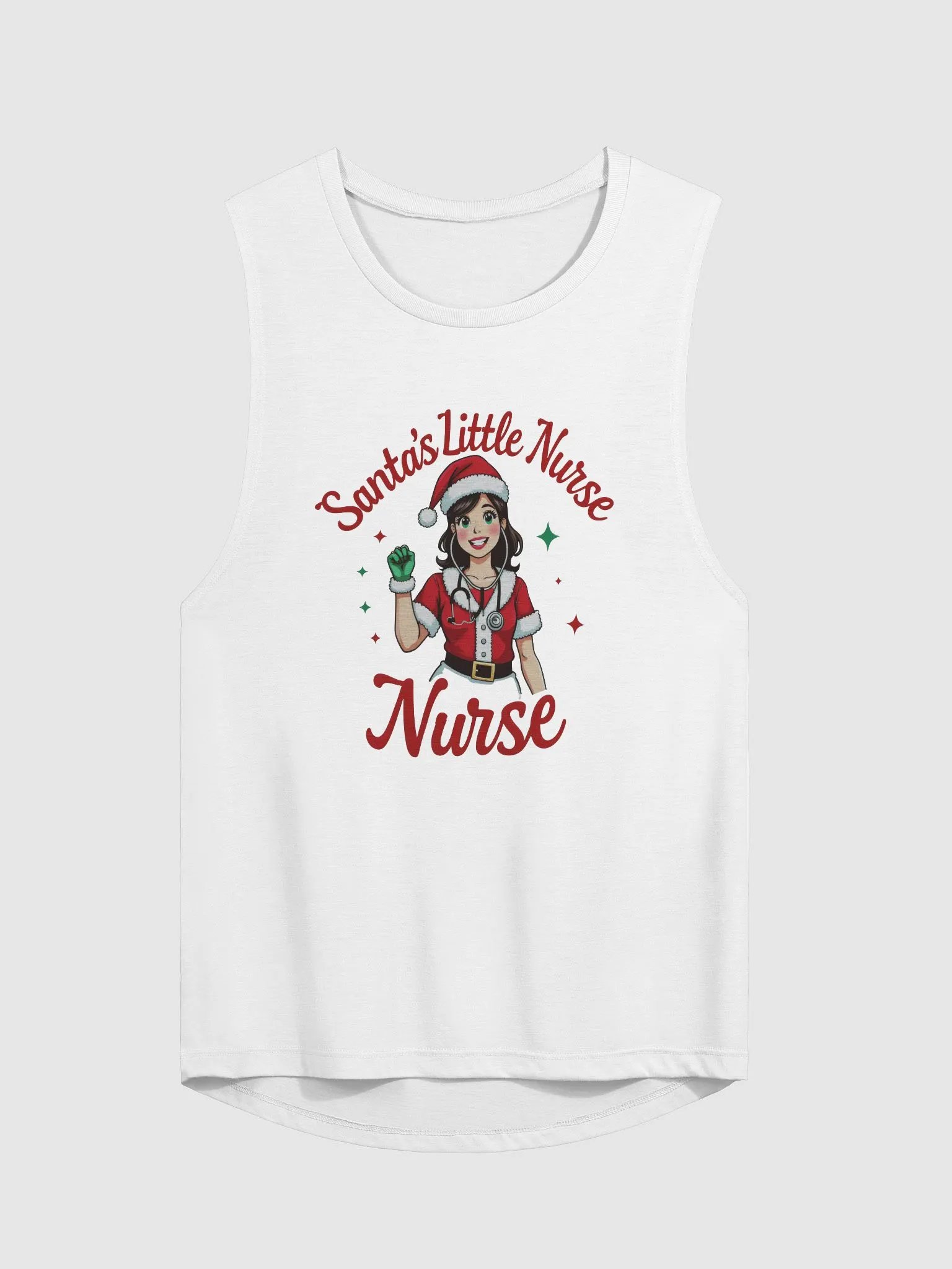 Santa's Stethoscope Little Nurse Muscle Tank product image (2)