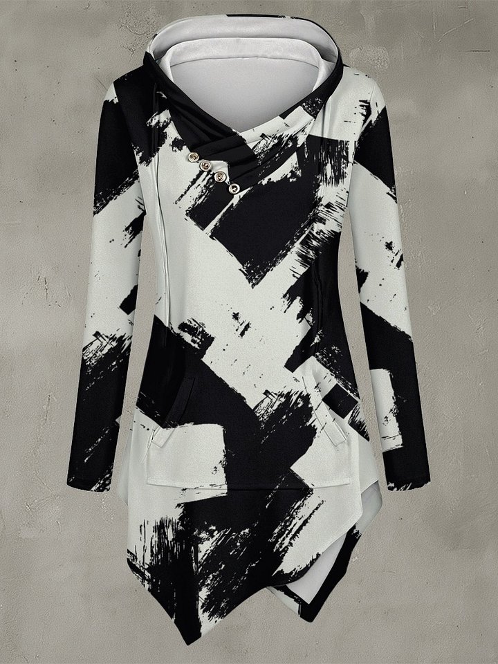 Abstract Brushstroke Crossover Longline Hoodie product image (1)