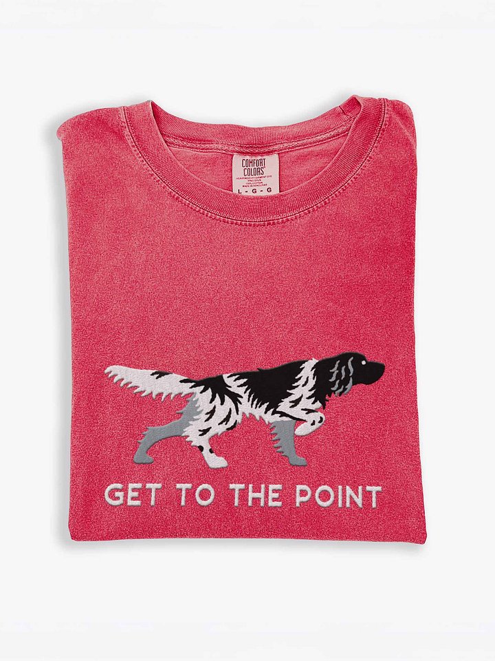 Get to the Point T-Shirt (Embroidered) of a Large Münsterländer(Black & White) product image (1)