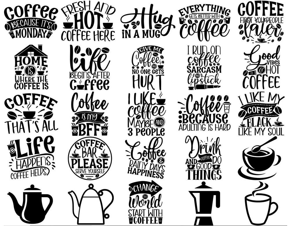 120 Coffee SVG Bundle for Cricut | Funny Coffee Quotes SVG PNG DXF EPS | Coffee Lover SVG Files Instant Download product image (6)