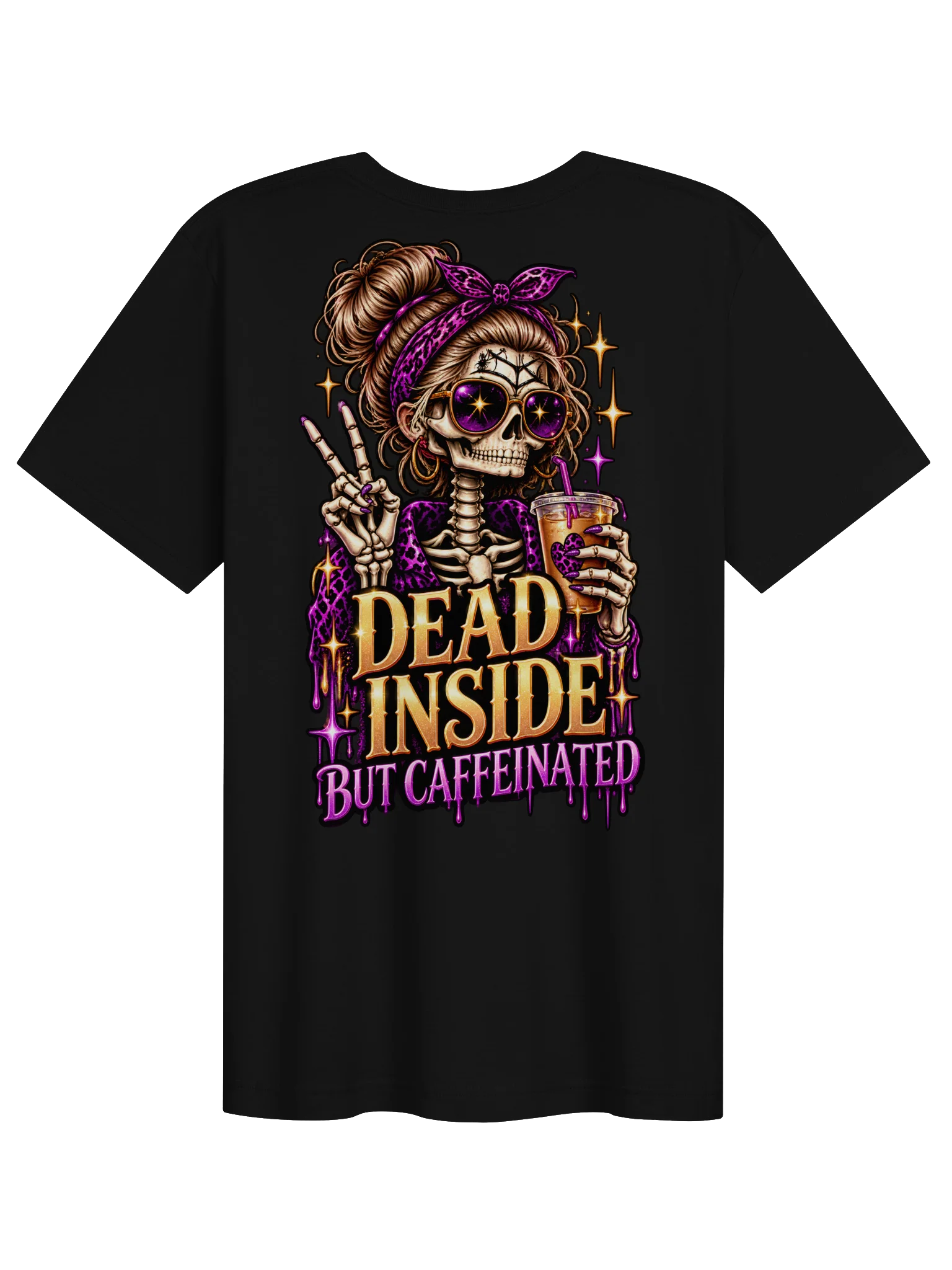 Dead Inside But Caffeinated — Halloween Skeleton Graphic Tee product image (3)