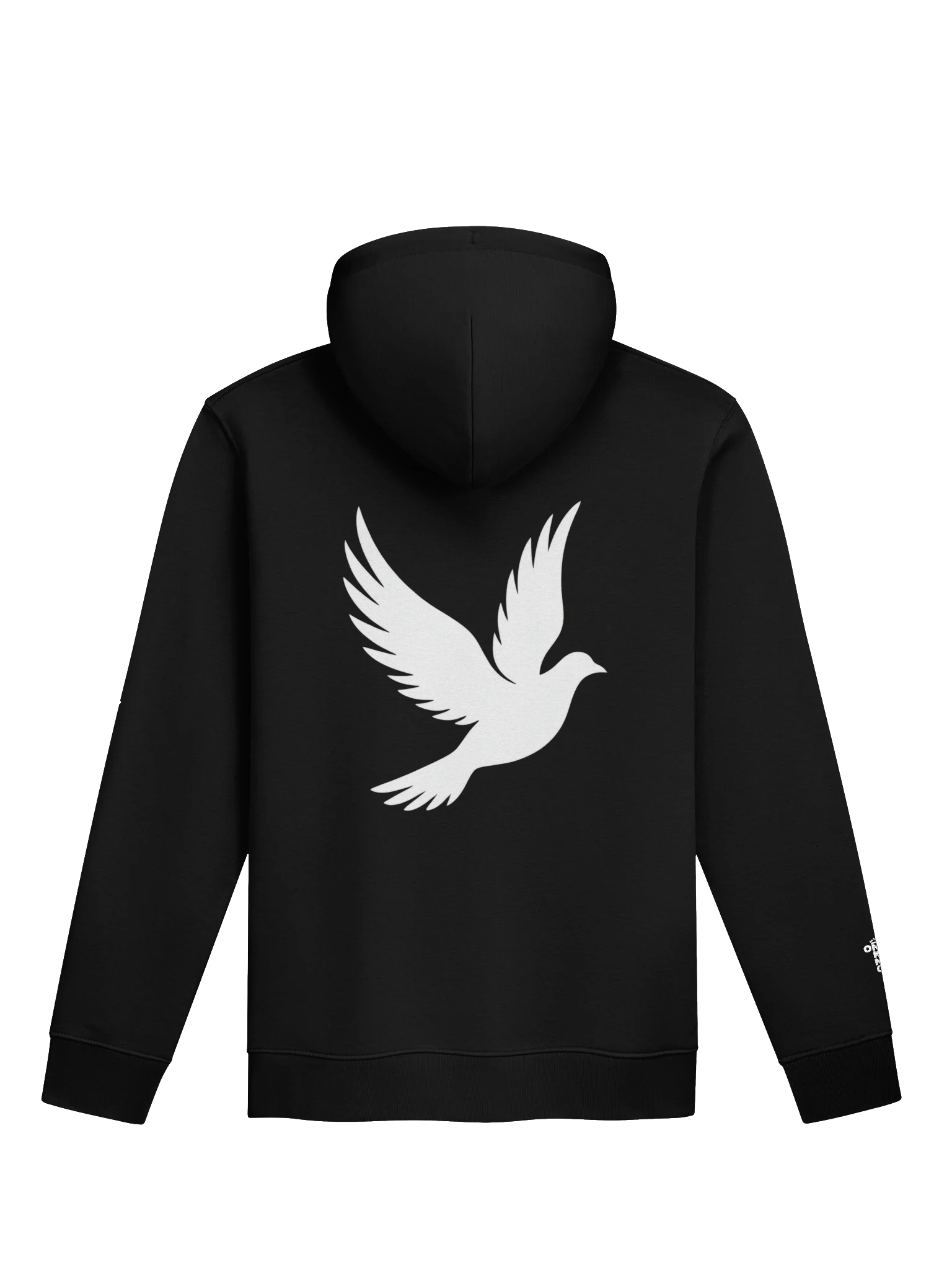 ONE KING Dove 100% Organic Cotton Premium Street Hoodie with embroidered sleeve logo black print product image (1)