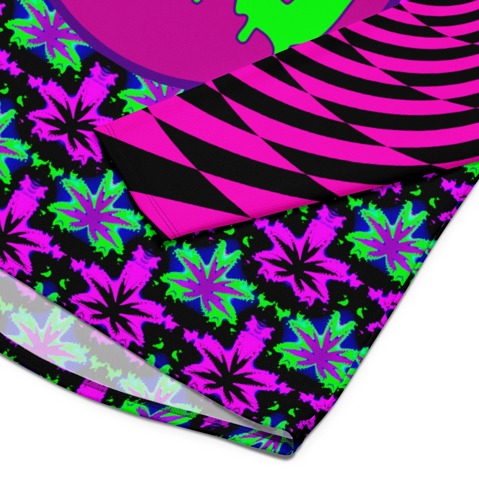 Cannabis Leaf 420 Hockey Jersey, Psychedelic Weed Rave Shirt, Spirals Stoner Clothes, Neon EDM Festival Fashion, Trippy Checkers Techno Top product image (5)