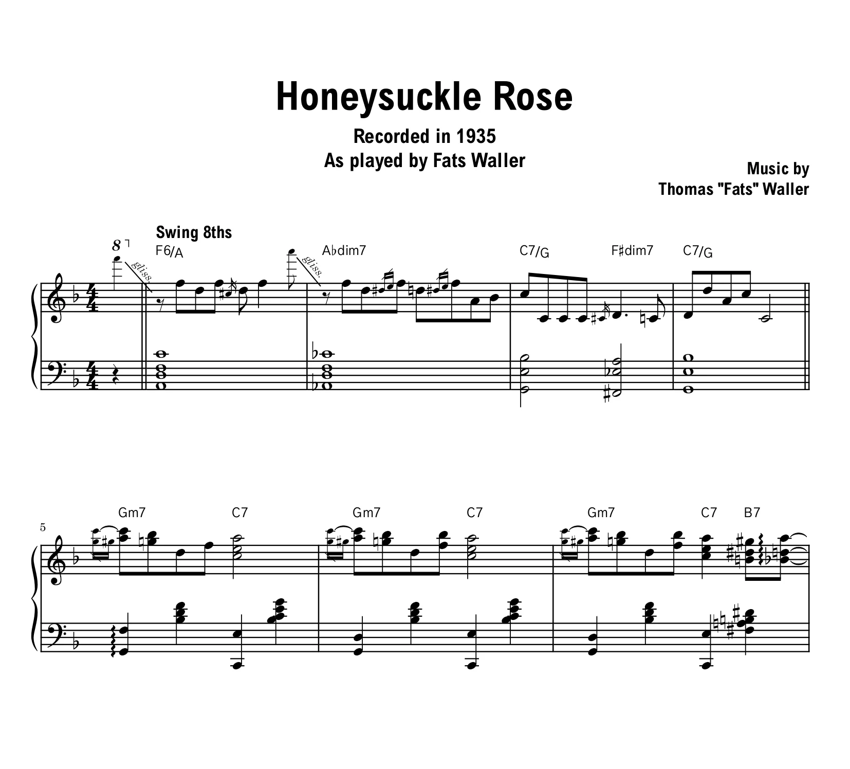 Fats Waller - Honeysuckle Rose - Sheet music (PDF) product image (1)