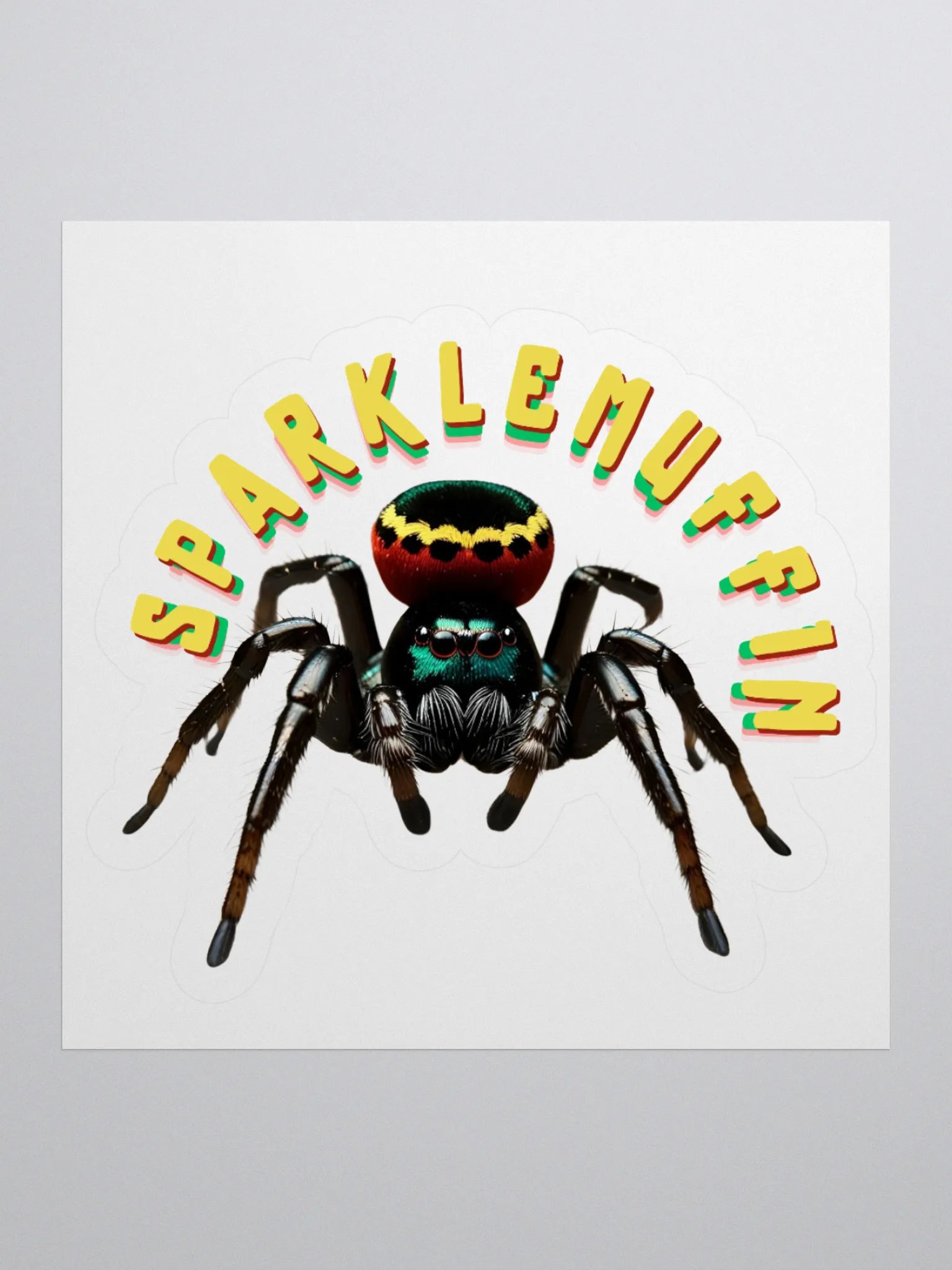 Sparklemuffin - Peacock Spider with Rasta Colors Sticker product image (2)