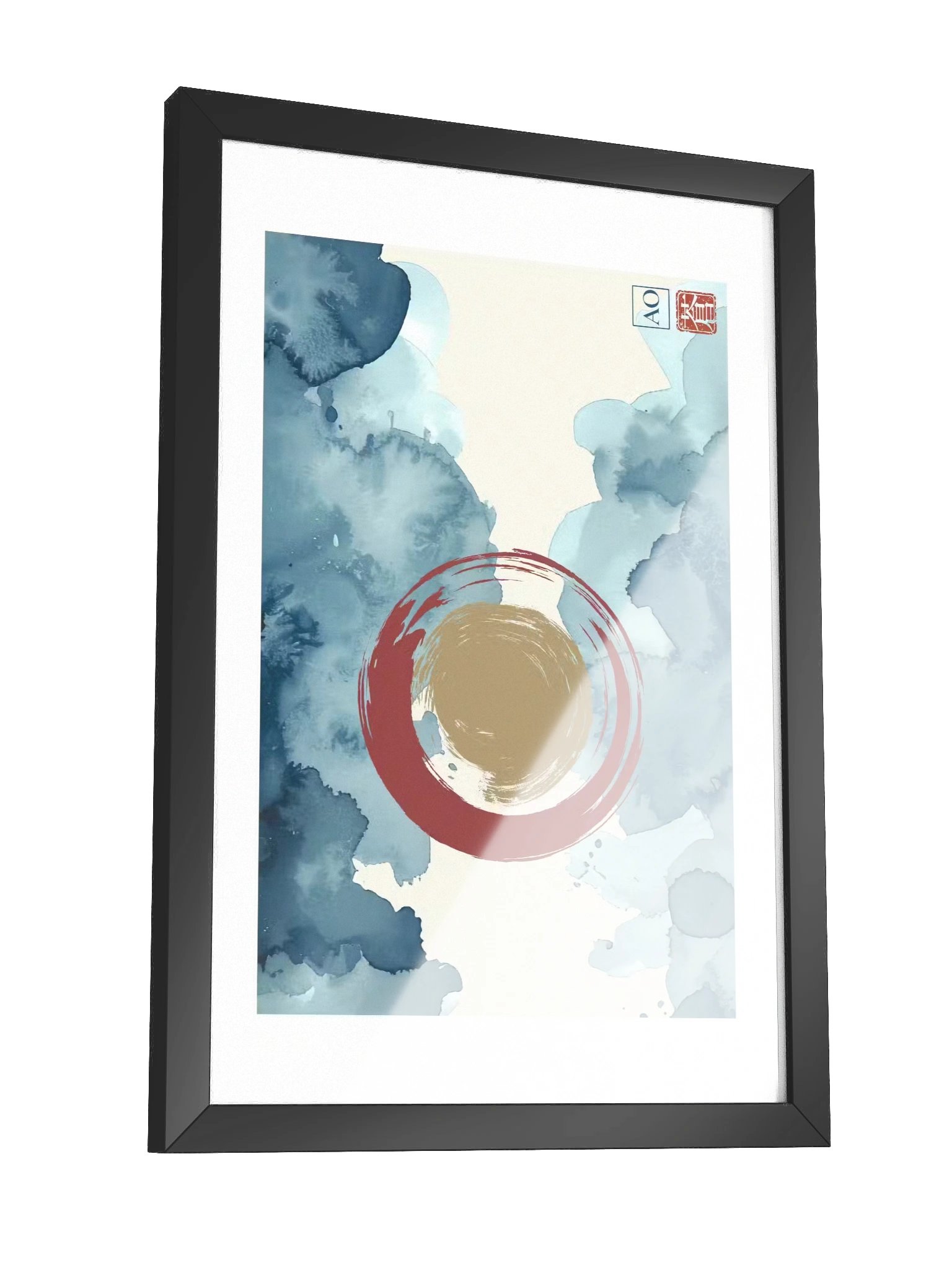 Colorado Japanese Ink Art Print | Centennial Peak No.11 | Framed Wall Art - AO Japan Blue product image (3)