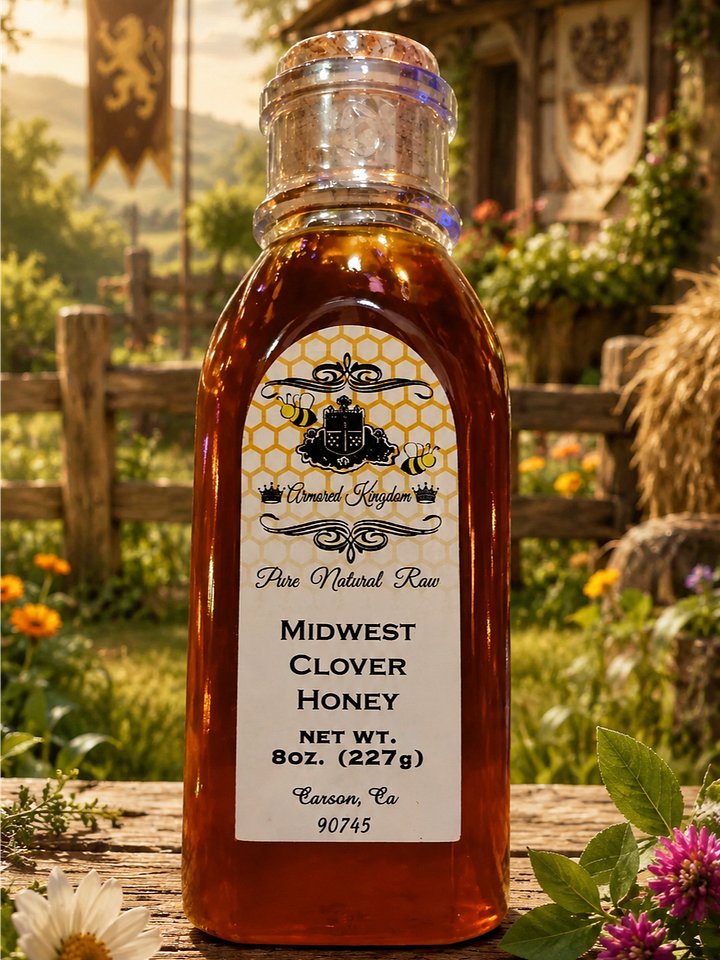 The Armored Kingdom Premium Midwest Clover Honey Bottle-Raw-Sweet-Natural-Healthy product image (1)