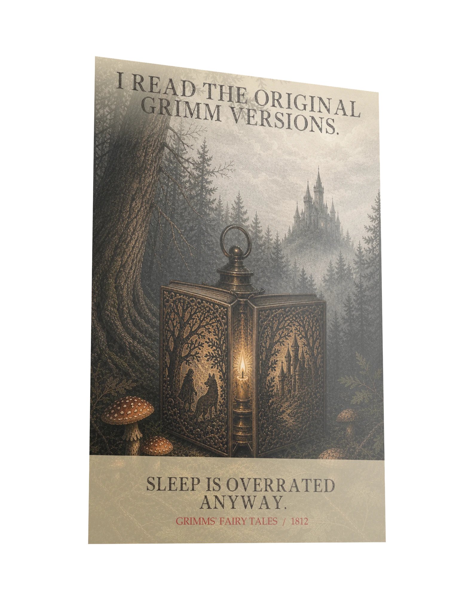 Read Original Grimm Versions Sleep Overrated Anyway -- Grimms Fairy Tales Art Print product image (10)