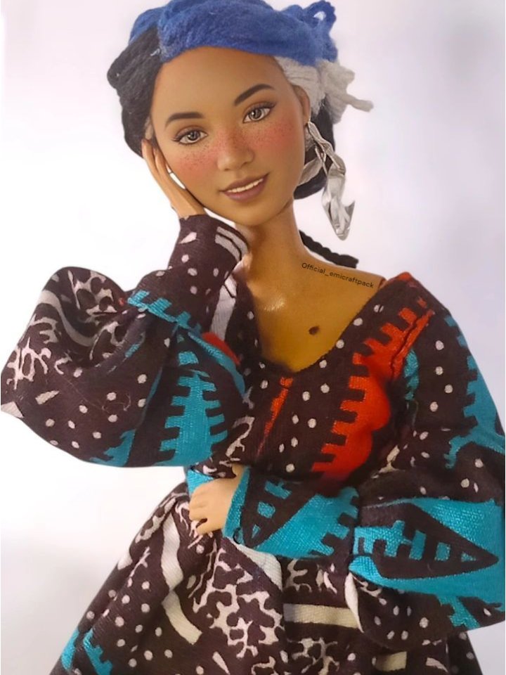 Ankara Long Sleeve Doll Dress for 11” Fashion Dolls – African Print Mini Dress with Gathered Skirt | Handmade Doll Clothes product image (2)