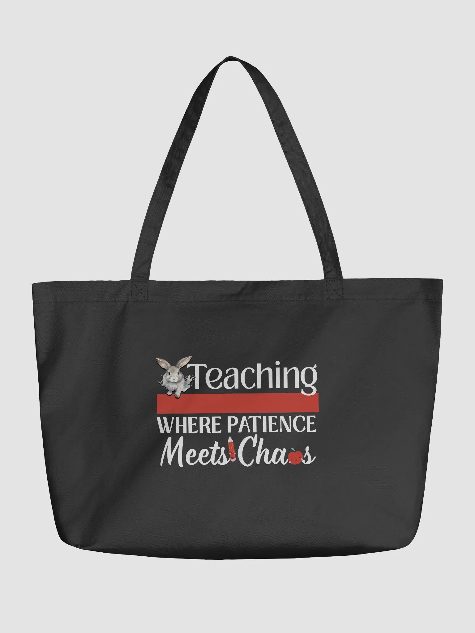 Bunny Teaching Where Patience Meets Chaos, Teacher Eco Tote Bag product image (2)
