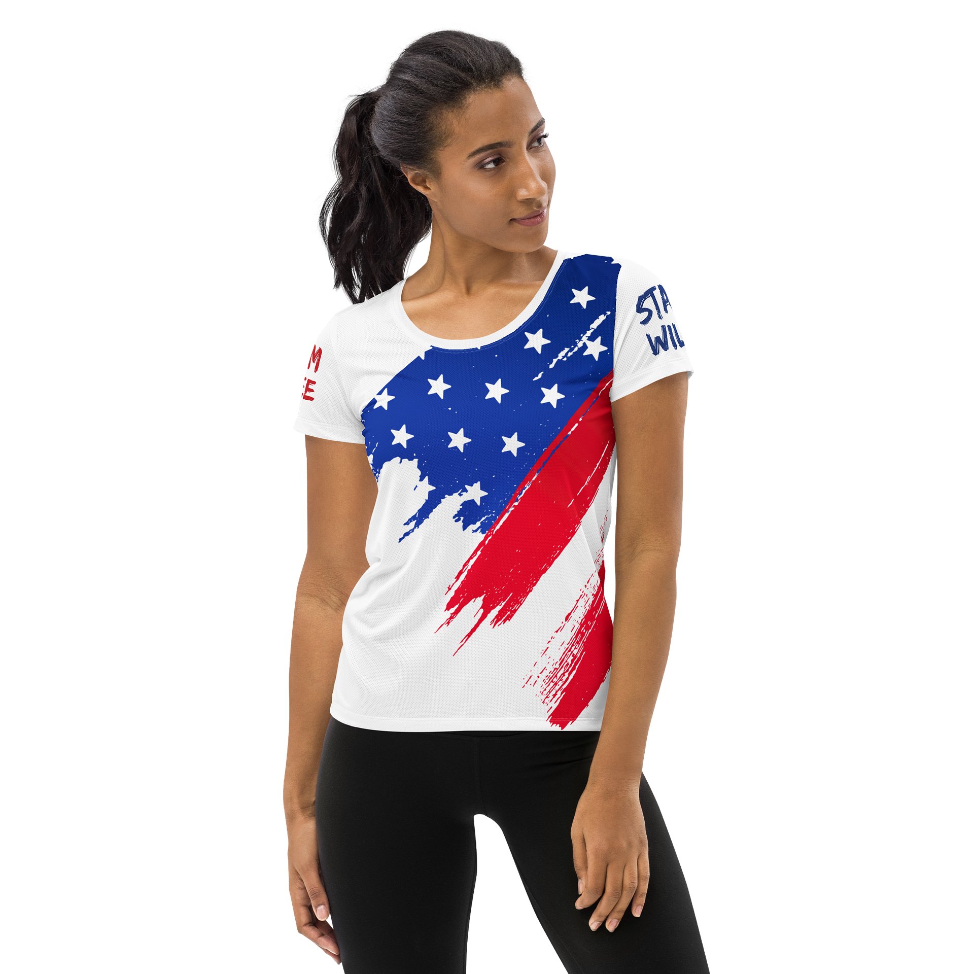 Roam Free • Stay Wild – Patriotic Women’s Flag Adventure Shirt product image (3)