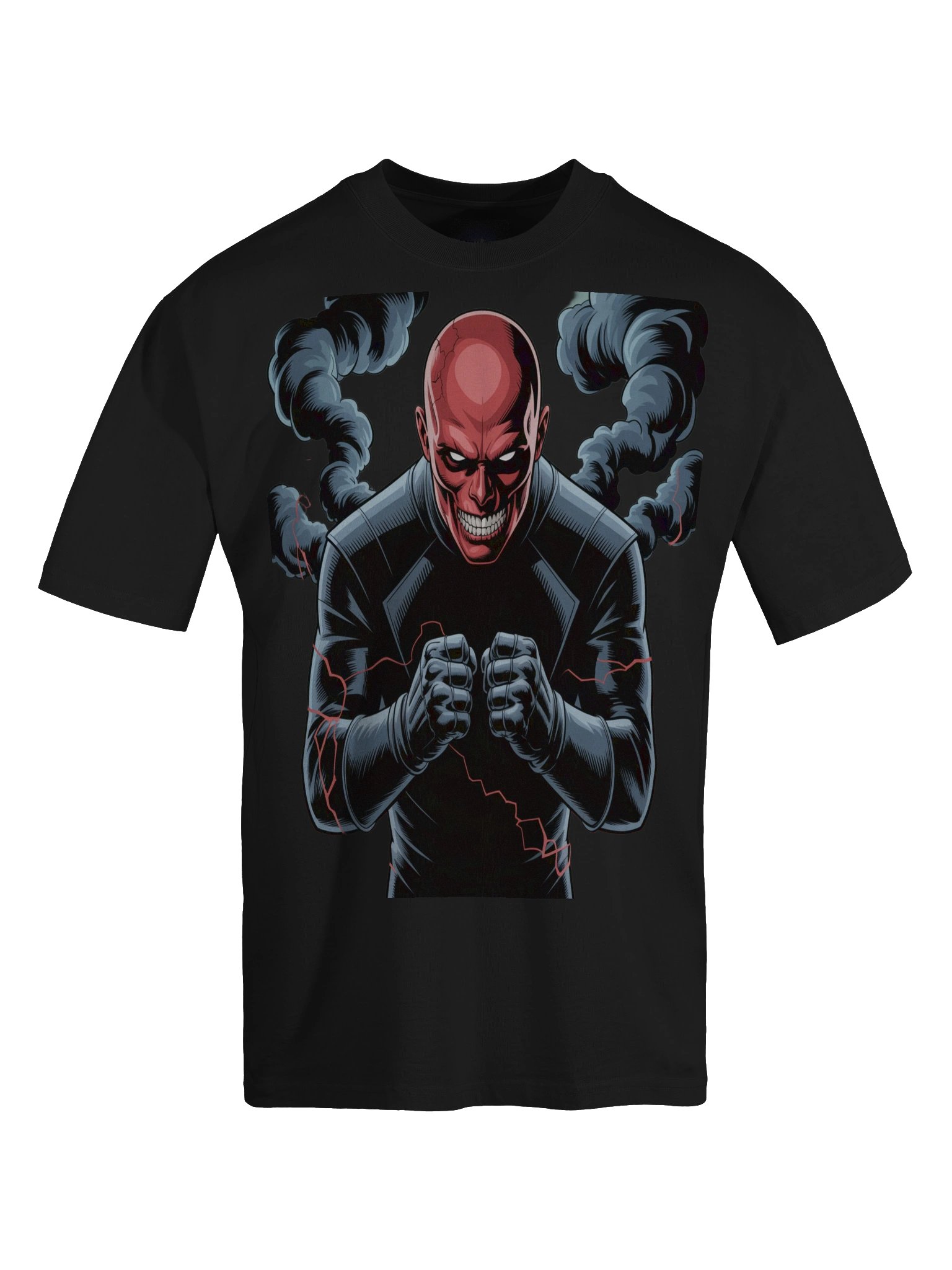Ethereal Fury: Red Skull Oversized Faded T-Shirt product image (1)