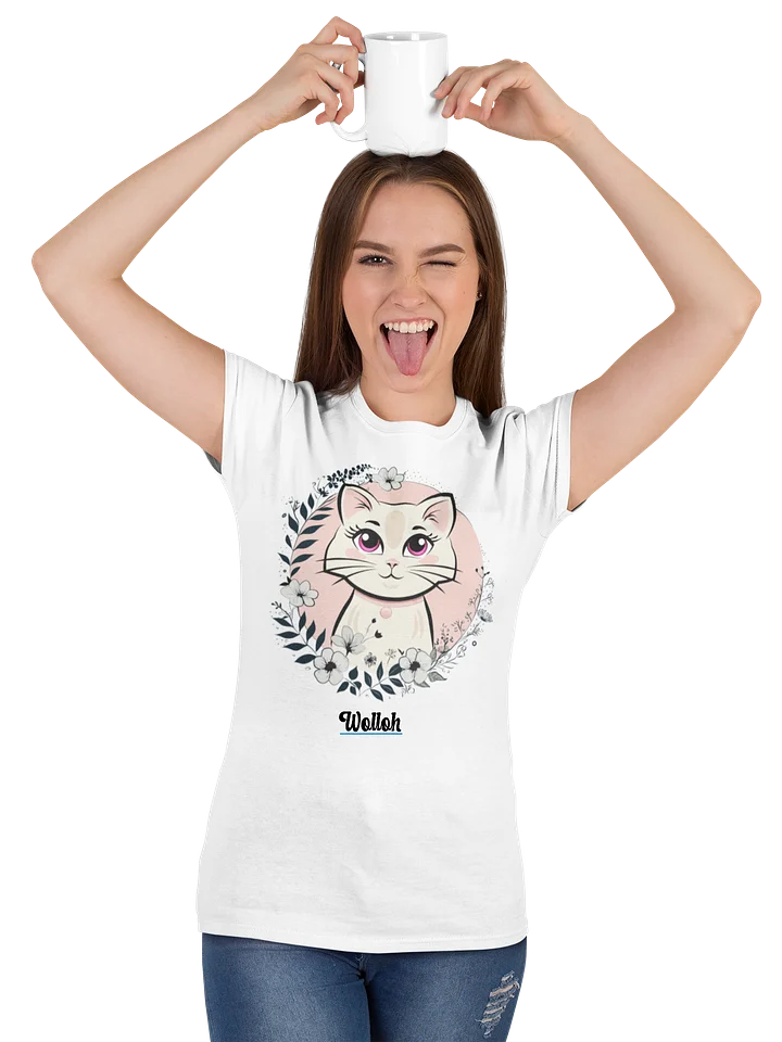 Elegant Floral Cat Graphic Women's Relaxed Fit T-Shirt product image (2)