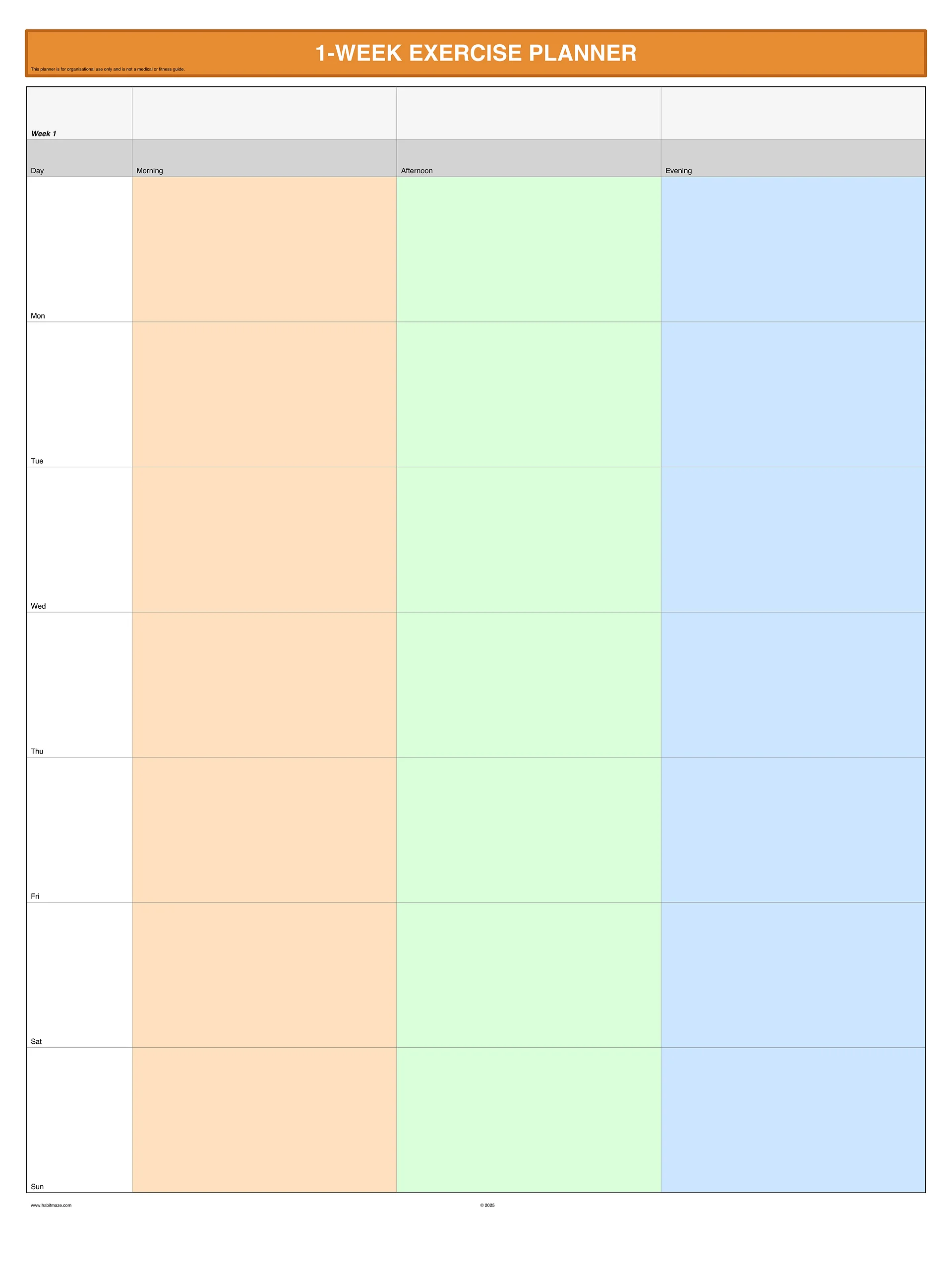 1 Week Exercise Planner product image (1)