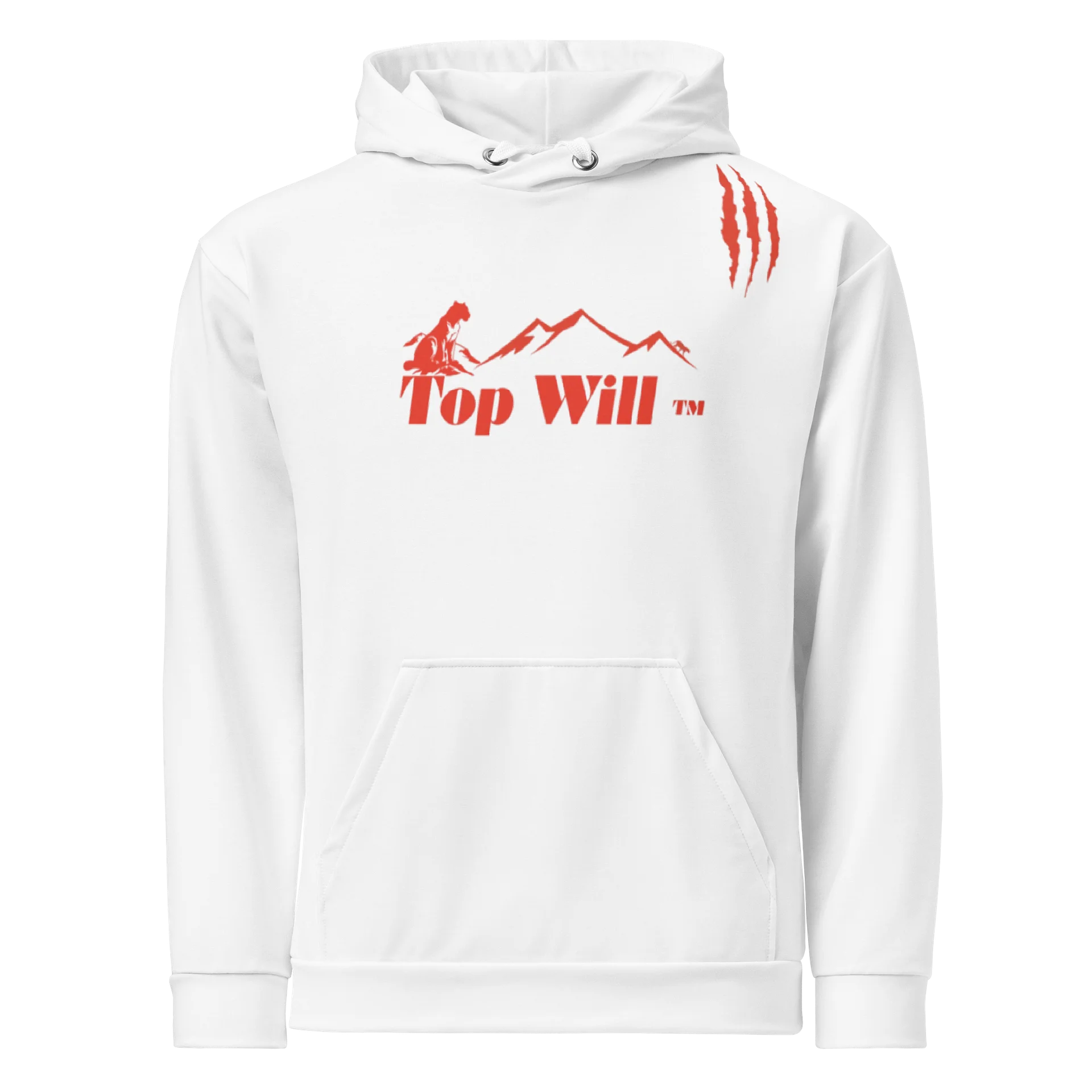 Top Will ™ Unisex White & Red Cotton Claw Hoodie product image (1)