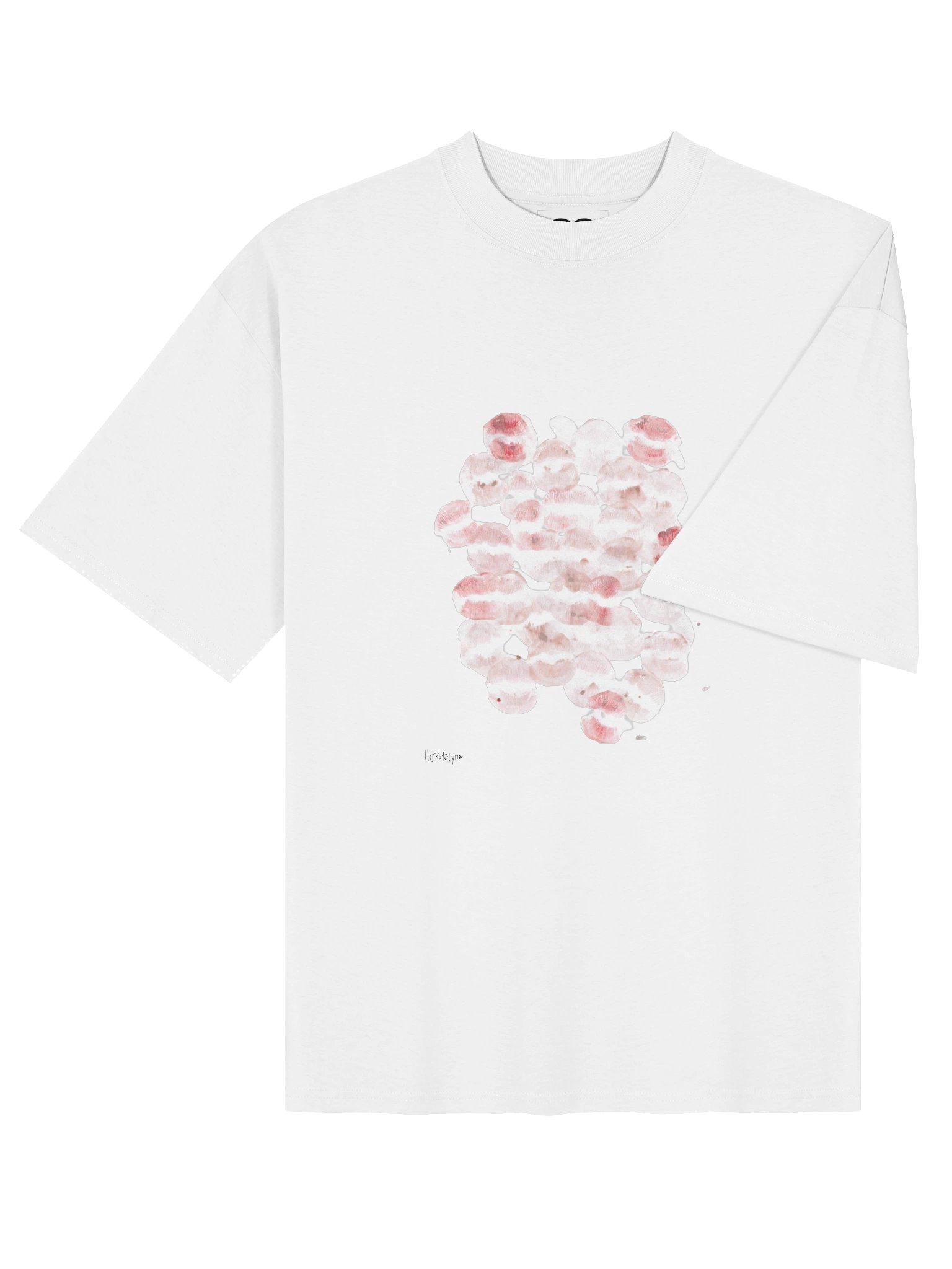 Hijkatelyn Real Kiss Mark Scatter Oversized Tee (White) product image (4)