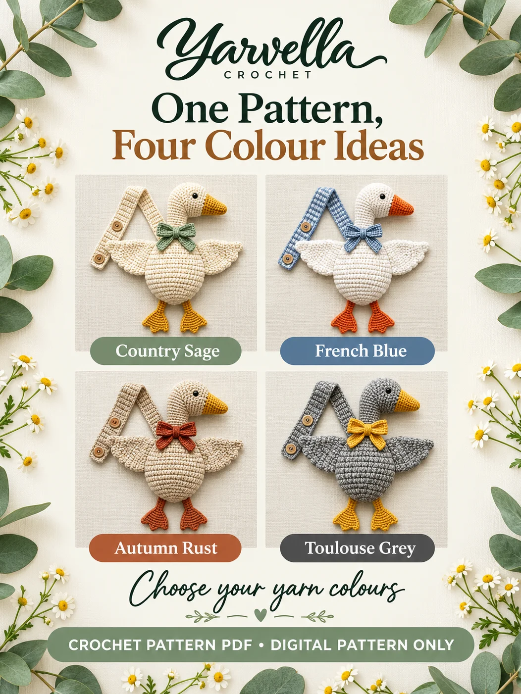 Farmhouse Goose Kitchen Towel Holder Crochet Pattern PDF – Oven Bar Hanger product image (2)