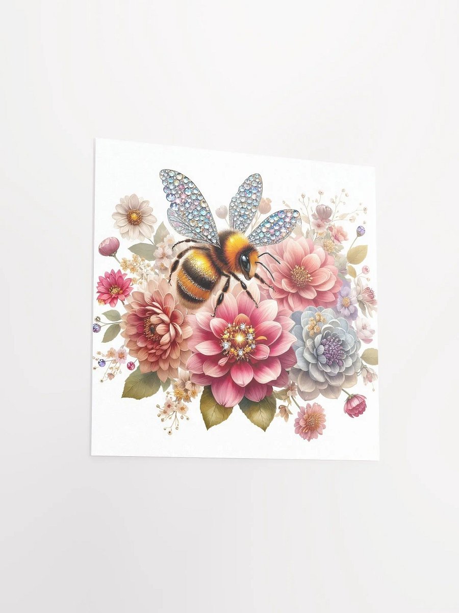 Crystal Bee on Blooming Flowers - Elegant Nature Art Print product image (4)