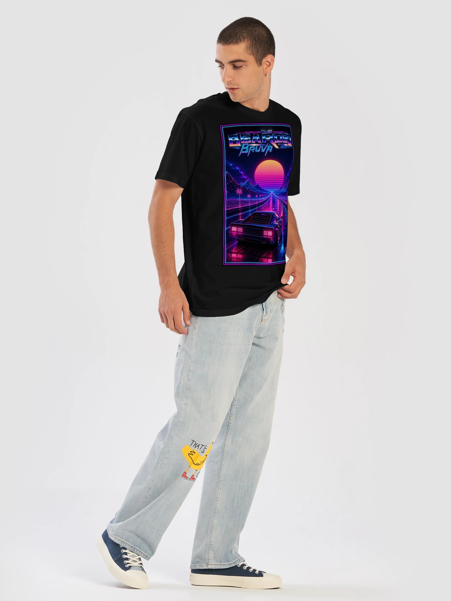 BeardedBruva Synthwave Sunset Tee product image (43)