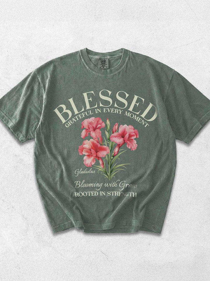 August Blessed Gladiolus Flower Shirt – Blooming with Grace, Rooted in Strength Graphic Tee product image (1)