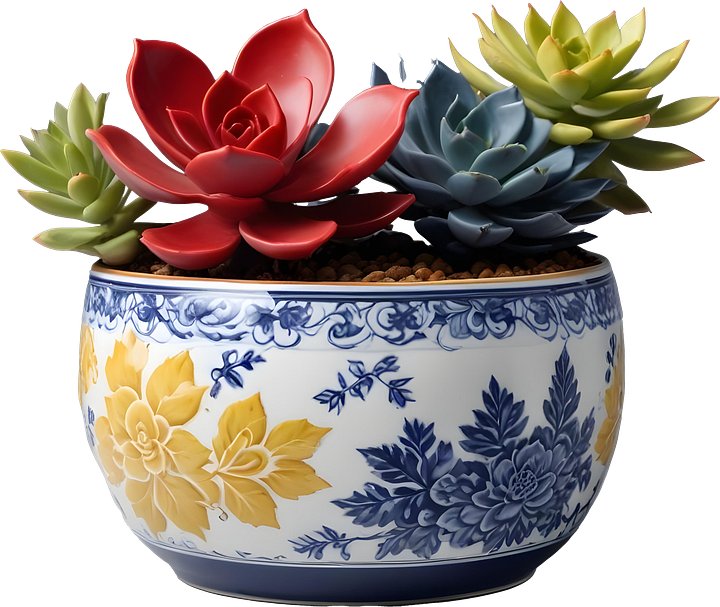 Chinese Porcelain Pot – New Year Floral Design PNG product image (1)