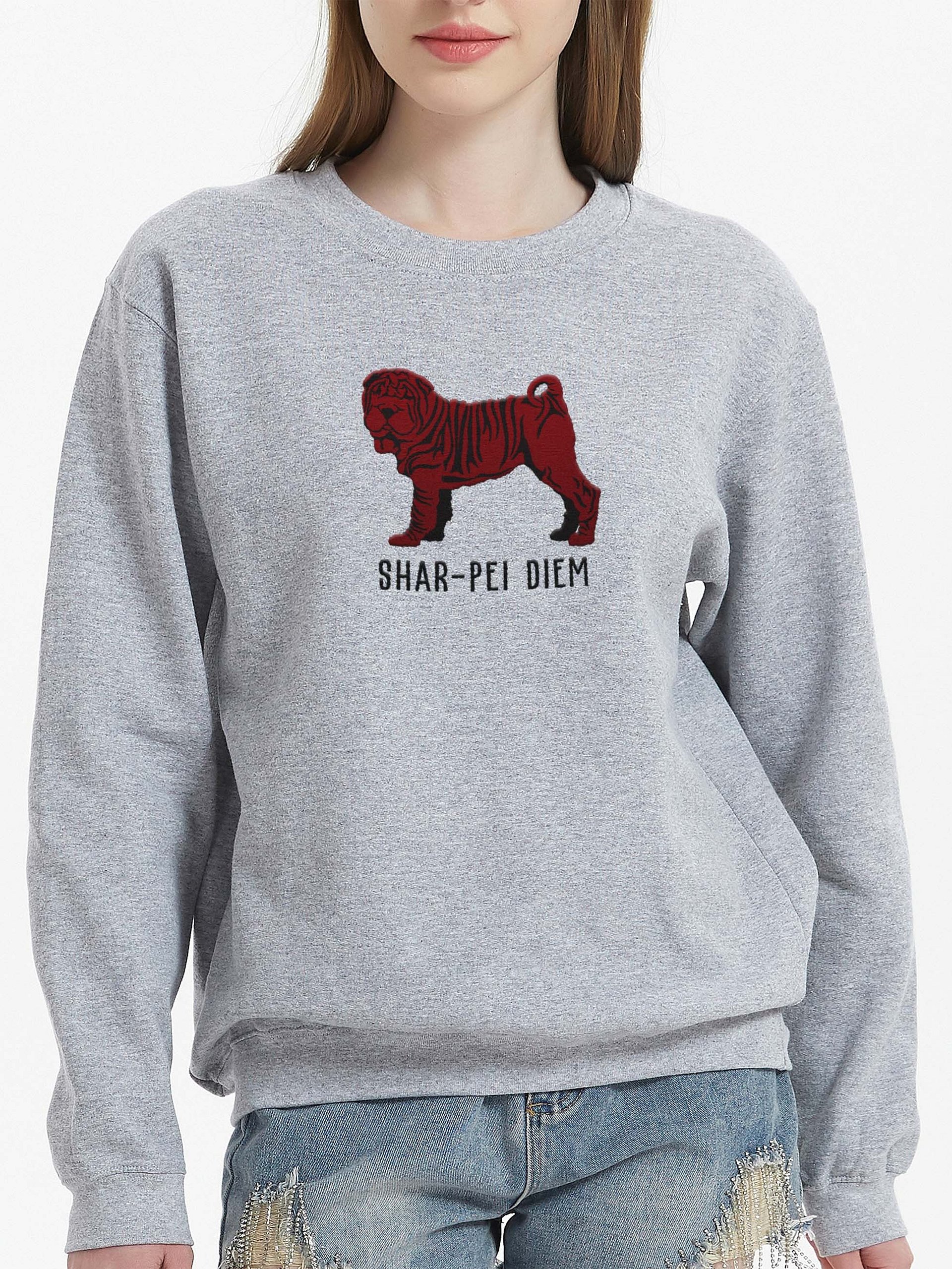 Shar-Pei Diem(2) Sweatshirt (Embroidered) of a Chinese Shar-Pei(Chocolate) product image (2)