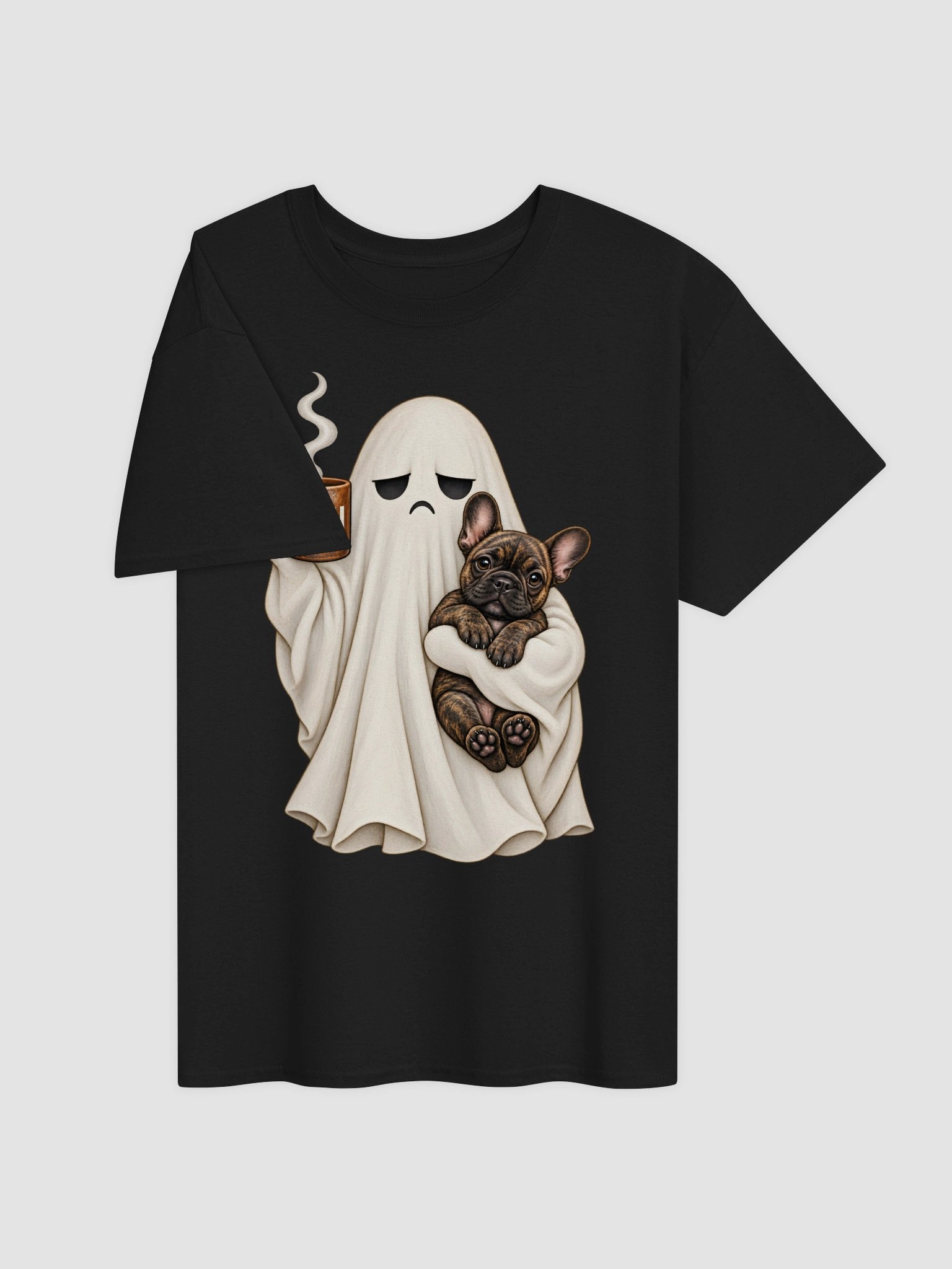 Funny French Bulldog Ghost Halloween Shirt - Cute Meh Coffee Spooky Frenchie Dog T-Shirt product image (3)