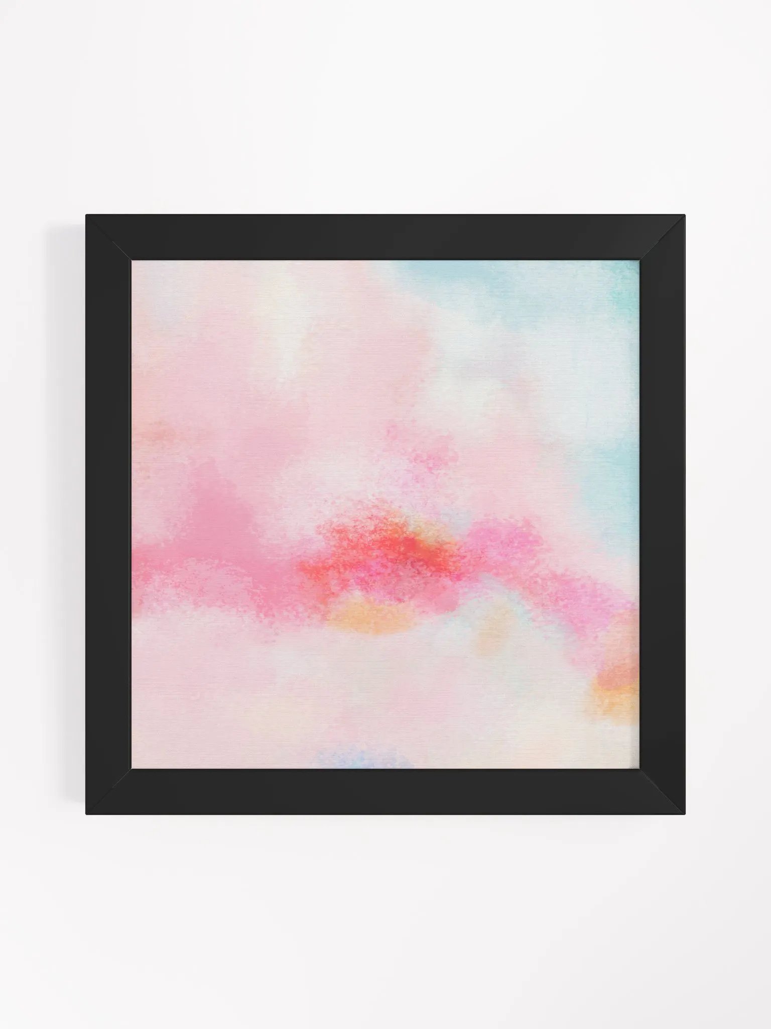 Blush pink, hot pink, peach, teal blue and white abstract painting print product image (2)