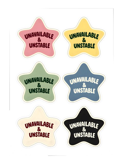 Unavailable &amp; Unstable Star Sticker Pack (6 Stickers)