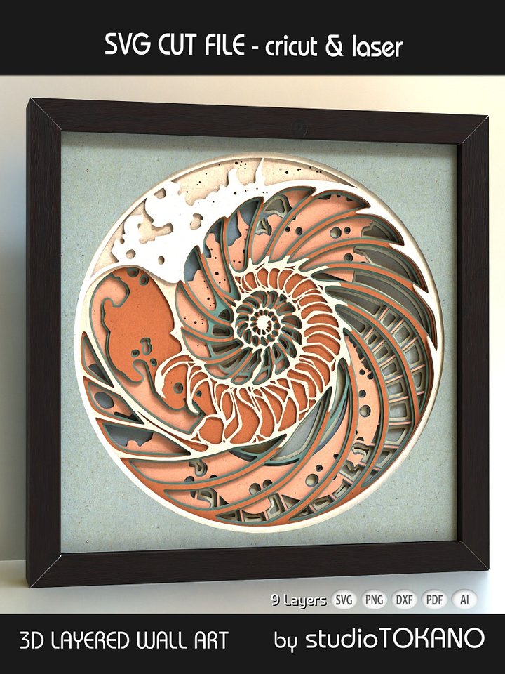 Nautilus Sea Shell 3D SVG product image (1)