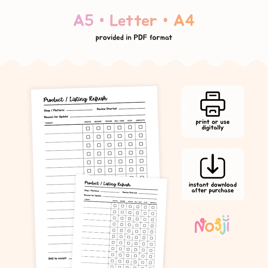 Product Listing Refresh Printable Listing Update Tracker product image (2)