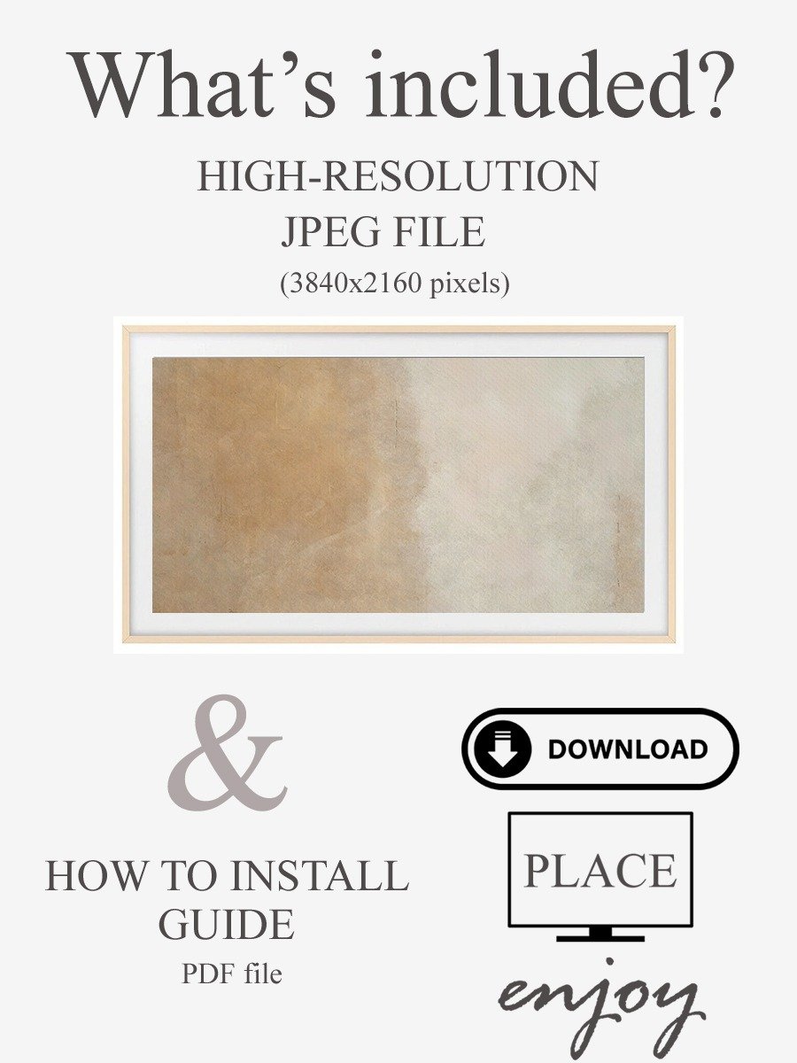 Samsung Frame TV Art Beige Tan Abstract Oil Painting Screensaver Digital TV Background product image (4)