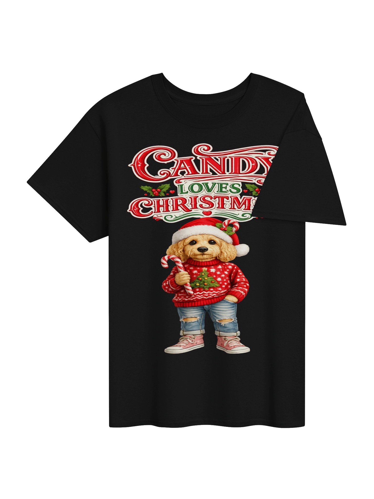 Candy Loves Christmas Dog Adult Tee product image (4)