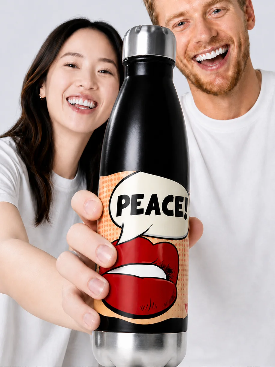 STAINLESS STEEL WATER BOTTLE, PEACE product image (1)