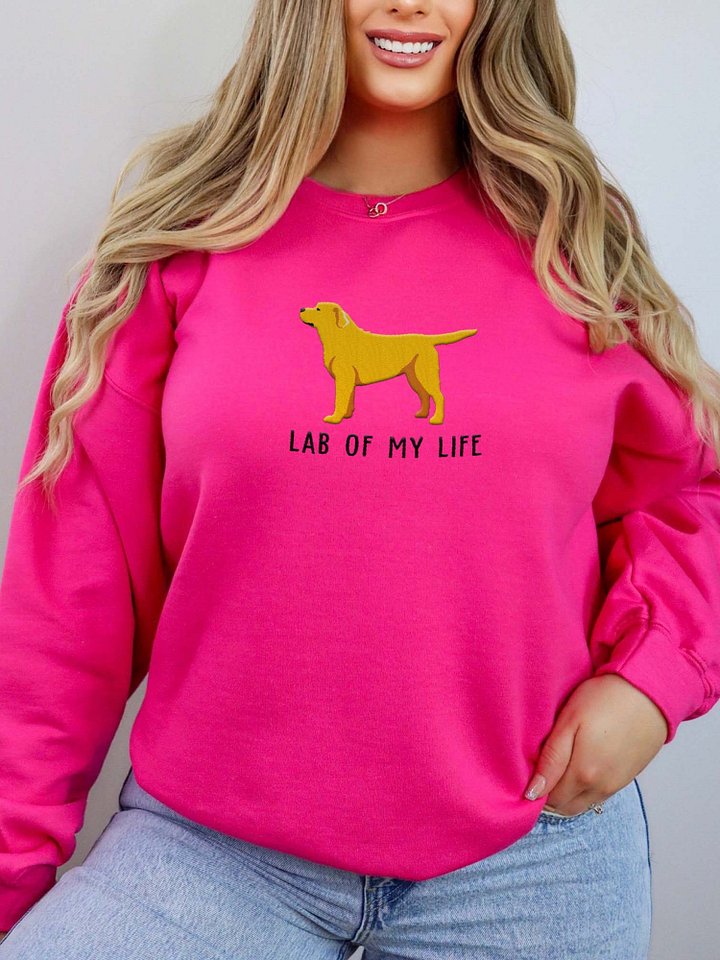 Lab of My Life Sweatshirt (Embroidered) of a Labrador Retriever(Yellow) product image (2)