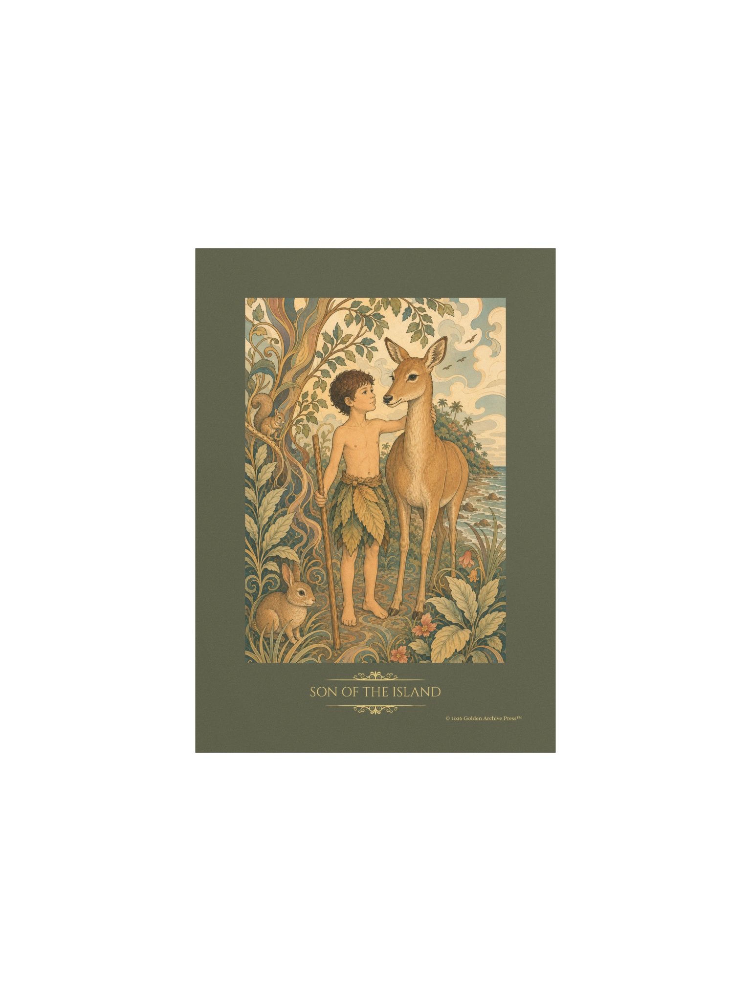 Son of the Island — Art Nouveau Art Print (Child and Gazelle) product image (1)
