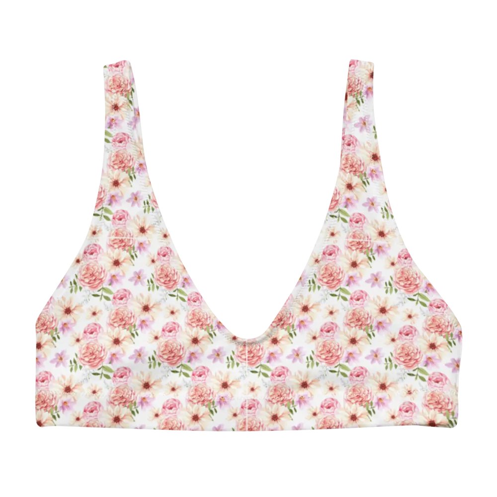 Watercolour Floral Pattern Padded Bikini Top - V7 product image (4)