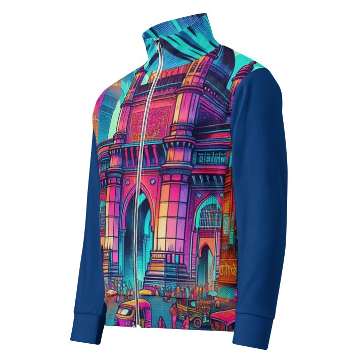 Neon Cityscape Unisex Track Jacket | AI Design product image (1)