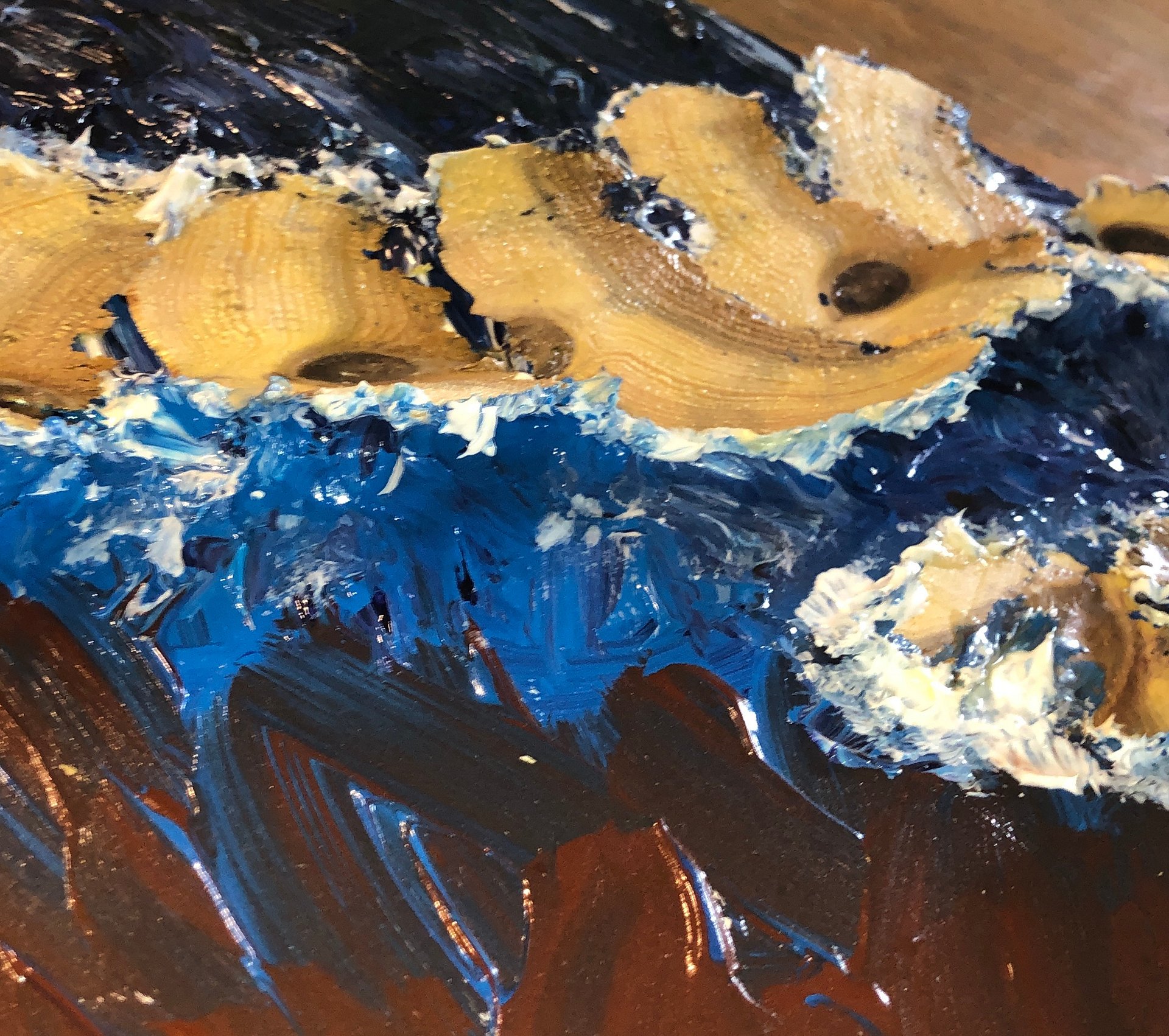 "Sea Serpant's Retreat"-mixed media- Impasto and wood, acrylic on 11"x14" birch canvas product image (2)