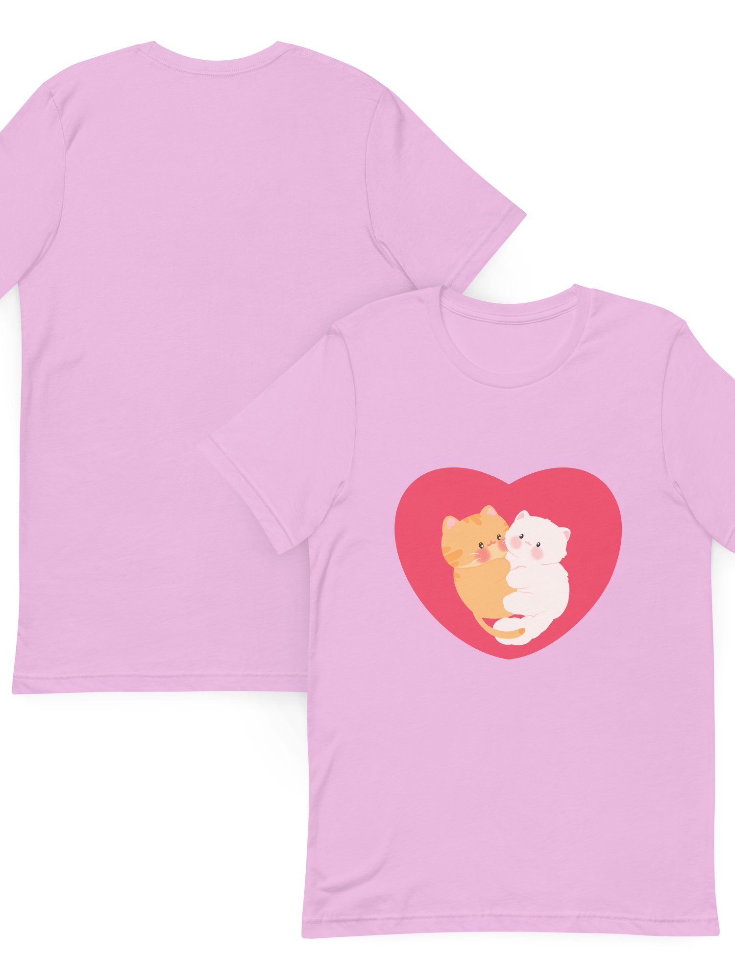 Heart Cats Duo Soft Cotton Unisex T-shirt product image (3)