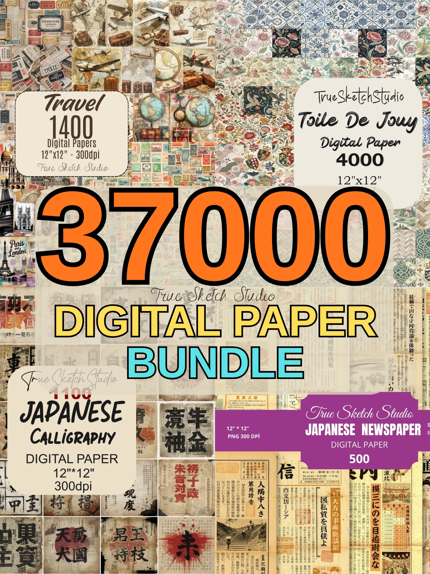 37000 Digital Paper Bundle, Seamless Scrapbook Paper Pack product image (3)