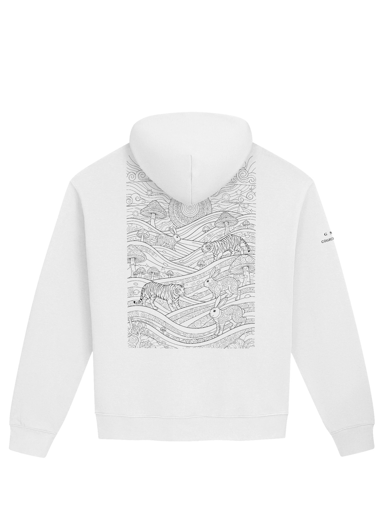Flowstate Tiger-Rabbit Mandala Landscape // Colouring page Line art Oversized Hoodie product image (2)